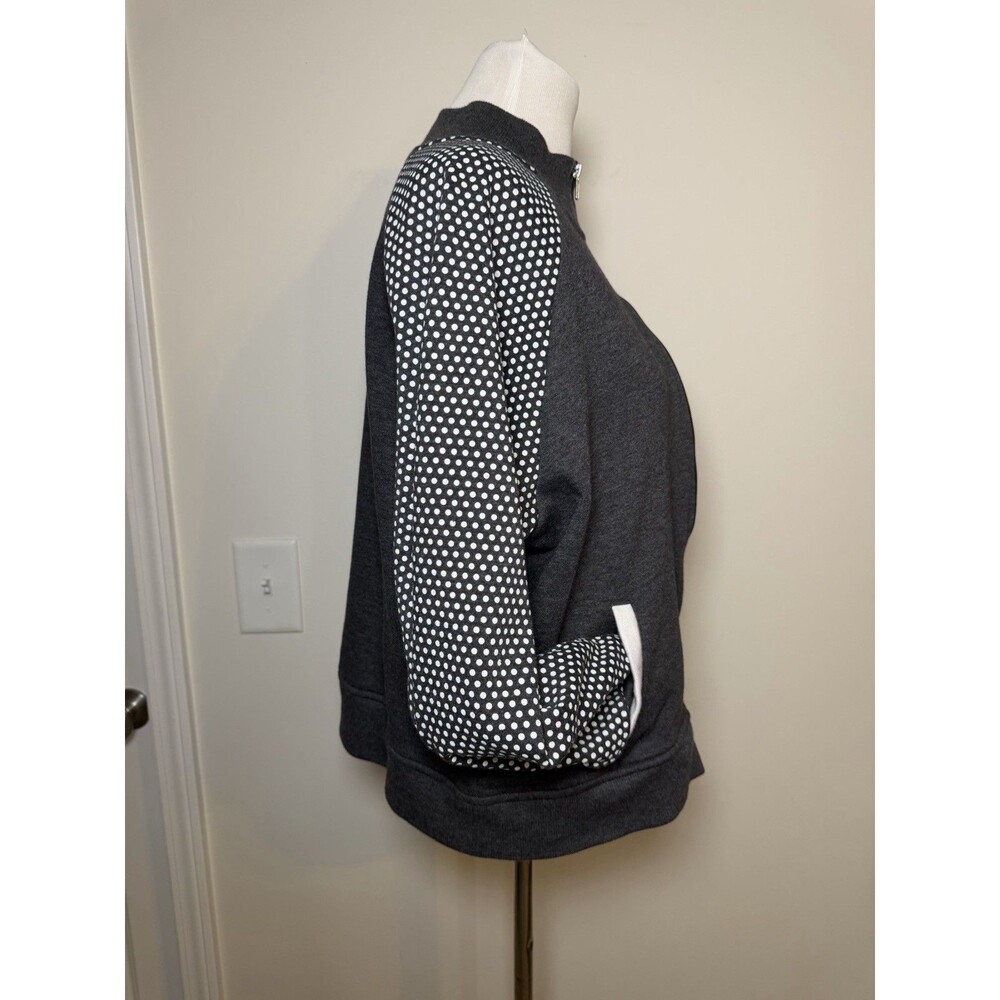 Disney Parks Minnie Mouse Polka Dot Zip Up Raglan Fleece Gray Bomber Jacket XXL - Picture 2 of 9